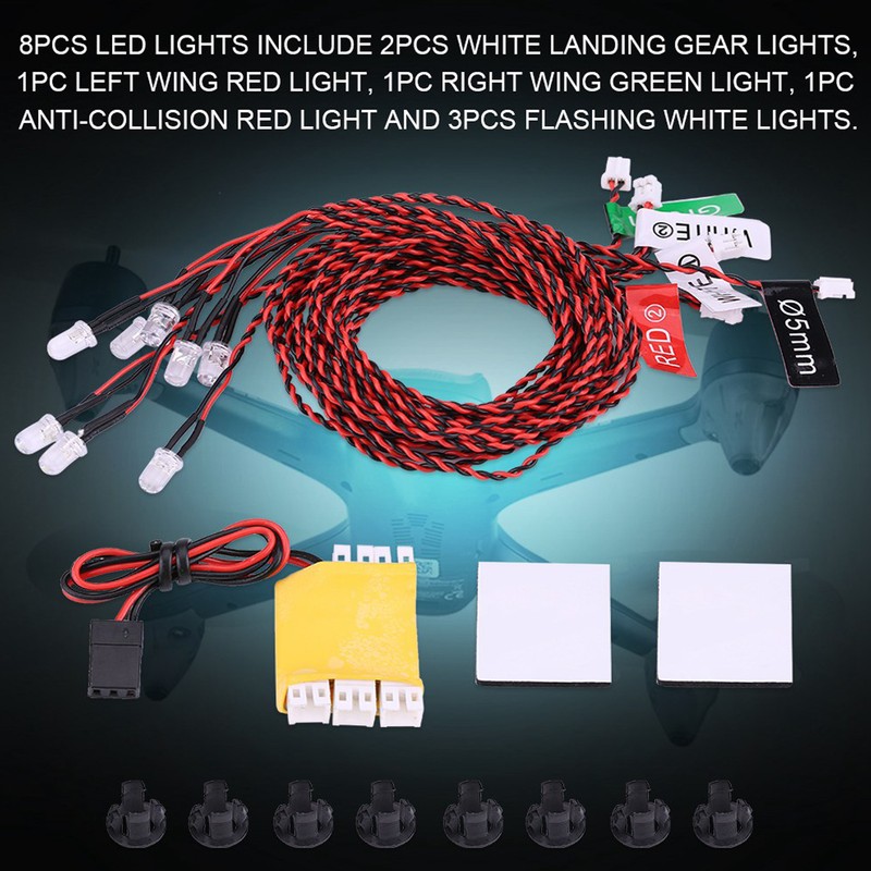 8 LED Lighting System Kit Simulation Flashing Lights for RC