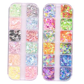 OHPHCALL Nail Art Glitter Set 2 Boxes of Sequins for Manicure Decor Festive Fun