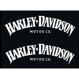 Motorcycle Classic Logo Harley Design Vinyl Decal #2 Piece Moto HD Club 2.5"x8" (White)