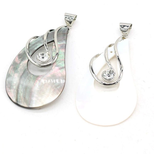 Natural Stone Pendant,White Shell Teardrop Gemstone Pendant,Mother of Pearl Pendant,Seashell