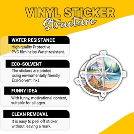 3 Pcs Compass Camping Adventure Travel Sticker Gifts for Travel Enthusiasts, Outdoor Adventure Seekers Hiking Enthusiasts, Nature Explorers, Backpacking Fans for Laptop, Water Bottle, Tumbler – 3"x3"