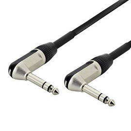 Balanced TRS Audio Cable - Dual Right Angle 1/4" 6.5mm Jacks - Mic or Line - 50cm
