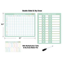 Multiplication Dry Erase Board for Kids: Times Tables, Math Multiplication Chart, Multiplication Learning Tools for School Supply & Homeschool