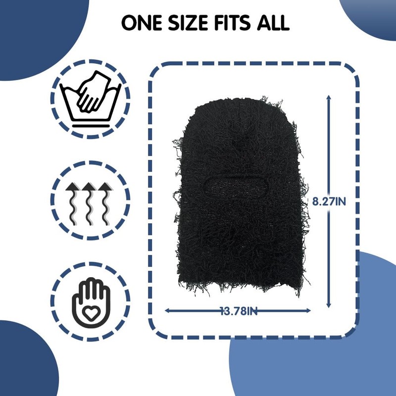 Distressed Balaclava Ski Mask Knitted Full Face Windproof Winter Premium