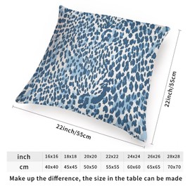 MangGou Watercolor Navy Blue Cheetah Throw Pillow Covers Blue Animal Print Leopard Decorative Cushion Cover Farmhouse Double Side Pillow Case with Zipper for Bedroom Sofa Couch 22x22in