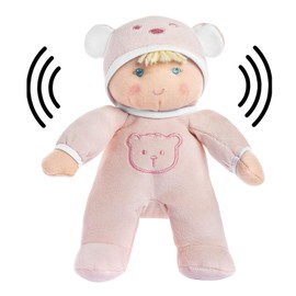 Soft Baby Doll with Rattle, Perfect One Year Old Girl Birthday Gifts, Machine Washable Pink Rag Dolls with Yellow Hair and Blue Eyes, Raggedy Ann Style Dolly, My First Baby Doll for Infants, Toddlers