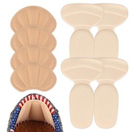 4 Pairs Adhesive Heel Cushion Pads, Back of Heel Grips Inserts Shoe Filler Guards Liners Protector for Loose Shoes & Big Boots for Women Men to Improve Shoe Fit (Beige)