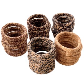 Pack of 25 Women's Hair Bobbles with Leopard Print Elastic Cotton Hair Bands, Nylon Soft Hair Bobbles for Girls Women Thick Curly Straight Hair