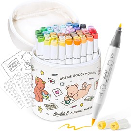 Alcohol Markers, Co-branded 48-color Brush & Fine Alcohol Markers for Adult Artist Beginner Coloring Drawing Sketching Illustration
