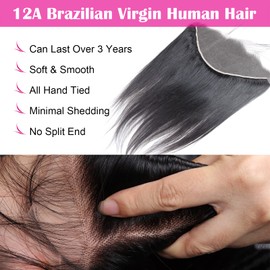 BERRYS FASHION 13x6 HD Lace Frontal Straight, Transparent Lace Frontal, Pre Plucked Hairline,16 inch