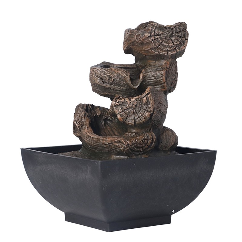Tabletop Water Fountain Resin with Cascading Rock Waterfall and LED