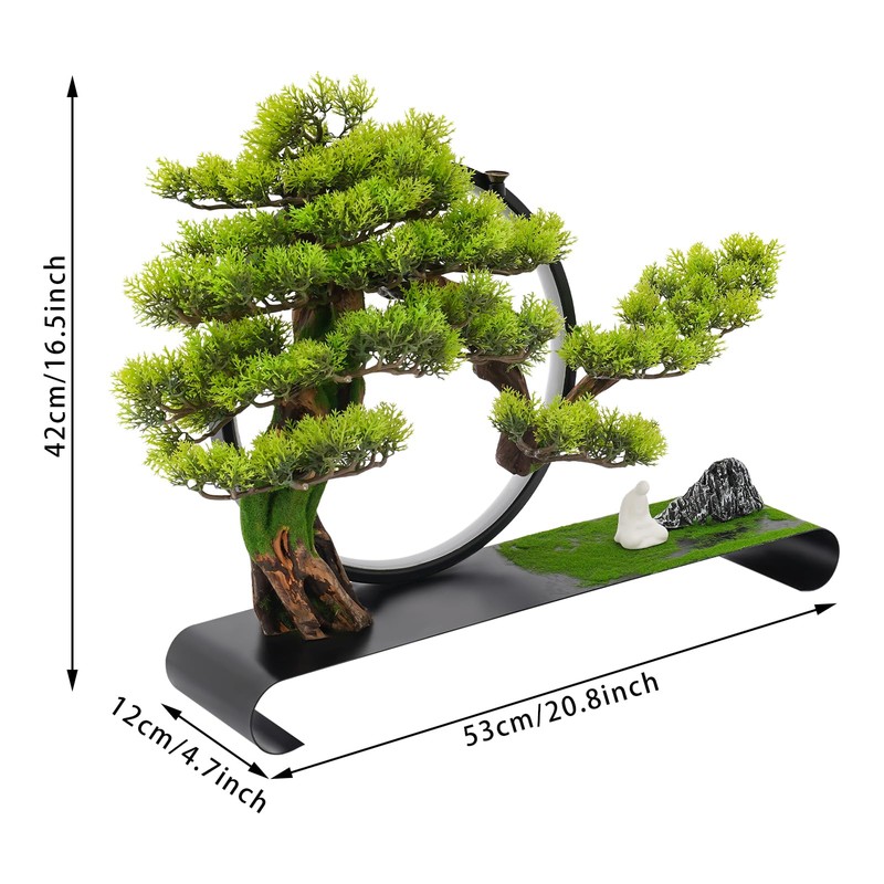Giciashop Artificial Bonsai Pine Tree, Artificial Tree with LED Lamp