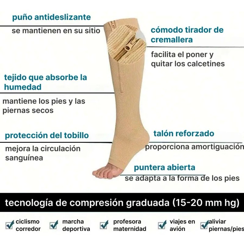 4 Medias Calcetas Compresión Alivia Varices Y Circulación