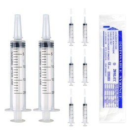 IETWATE 8PCS 20ml Syringe, Disposable Syringes, Plastic Syringe 20ml with Cap, Individually Sealed Packaging Large Syringe, for Fluid Oil Suction Pets Feeding Plant Watering