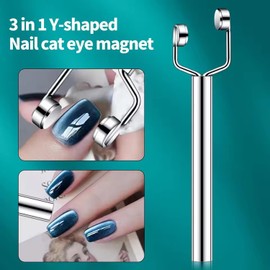 WOKOTO 1Pc Silver Y-Shaped Cylinder Nail Magnet For Cat Eye Nails Designs Magnet Pens Nail Art Tools Ombre Gradient Design Nail Art Cat Eye Magnet Sticks For Women Nails Cat Eye Polish Magnet Set
