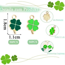 NISENTIA Pack of 100 Clover Leaf Four Leaf Clover Pendants Metal Green Small Lucky Charm Clover Necklaces Accessories DIY Key Chain Clover Making Accessories, Aluminium, No