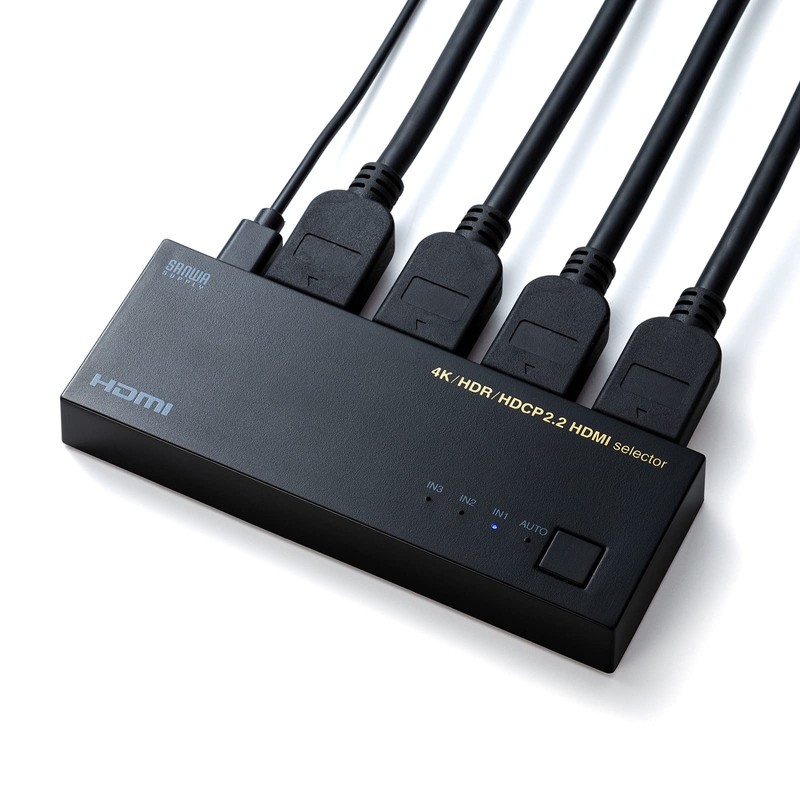 Sanwa Supply SW-HDR31LN HDMI Switcher (3 Input, 1 Output), 4K,