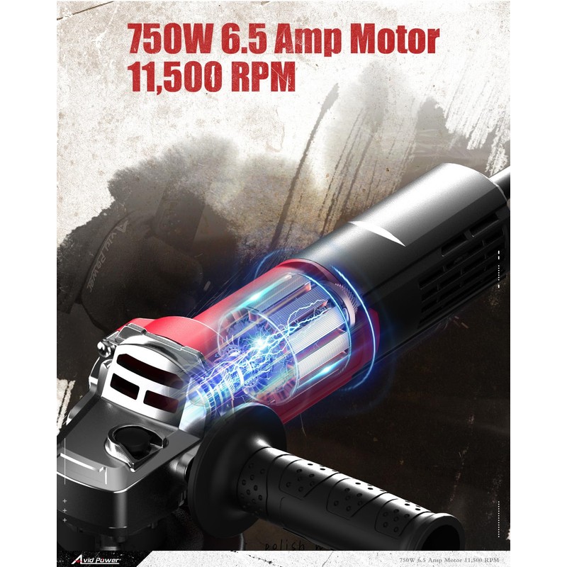 AVID POWER Angle Grinder 4-1/2 inch Electric Grinder Tools 750W