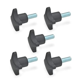 Ganter Normelemente Cross Handle Screws | Thermoplastic (PA) Handle | with Screw Galvanised Steel | DIN 6335.4-ST-40-M8-20 | Thread M8 x 20 | Pack of 5