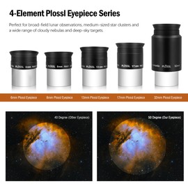 Astromania 14 Piece Telescope Accessory Kit 1.25 Inch Telescope Eyepiece and Filter Set Deluxe Version, 5pcs Plossl Eyepiece Set, 6pcs Colored Filter Set, Moon Filter, 2X Barlow Lens&Sturdy Carry Case