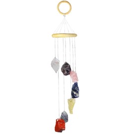 Nupuyai 7 Chakra Stone Crystal Rough Stone Wind Chimes Window Decoration Hanging Decoration for Garden Patio Balcony Backyard and Home Decoration