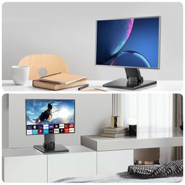 Foldable Low Profile Monitor Stand - VESA 100x100 Desk Mount Adjustable Short TV Stand for Desk Easy Assembly