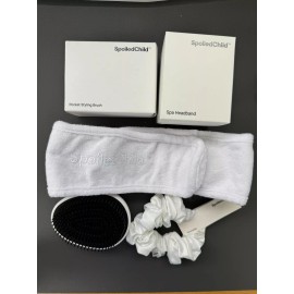 Spoiled Child 3 Piece Spa Day Set - Pocket Styling Brush, Scrunchie and Headband