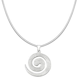 Vinani 2ASP-S00 Women's Necklace with Pendant Spiral Design Large Brushed Snake Chain from Italy 925 Sterling Silver, Sterling Silver, No Gemstone