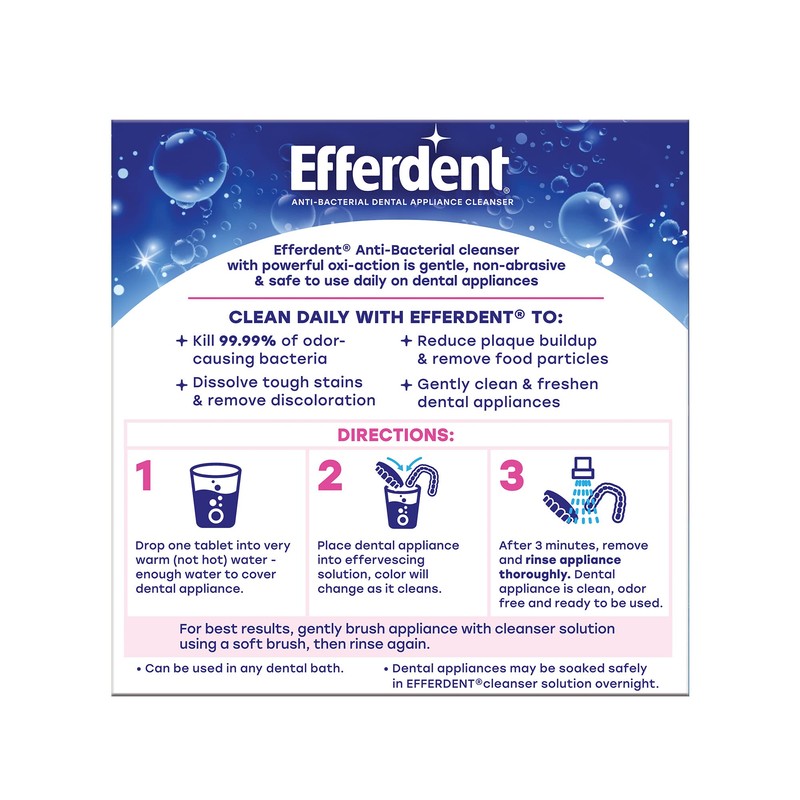 Efferdent Denture Cleaner for Aligners, Dental Appliances & Retainer Cleaner