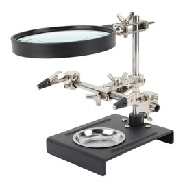 Adjustable Helping Hand with 6X Magnifying Glass, Third Hand Solder Aid, Soldering Wire Station Stand with Dual Clips and a Heavy Base, Beading, Jewelry Making Tools