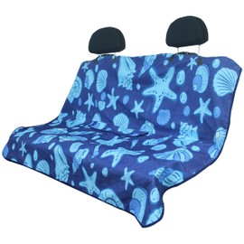 Hirritale Waterproof Back Seat Cover for Dogs and Kids, Car Seat Protector Under Baby Car Seat, Child and Dog Car Seat Cover Blanket for Rear Bench(Conch Shells Starfish, Rear Bench Seat Towel)
