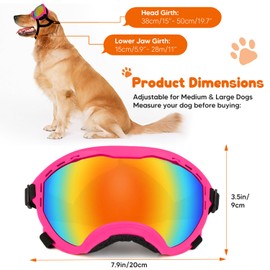 Dog Goggles,UV Protection Dog Sunglasses for Medium-Large Breed,Dogs Eye Protection with Adjustable Strap (Pink)