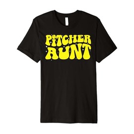 Softball Pitcher Aunt Groovy Softball Pitcher Auntie Premium T-Shirt