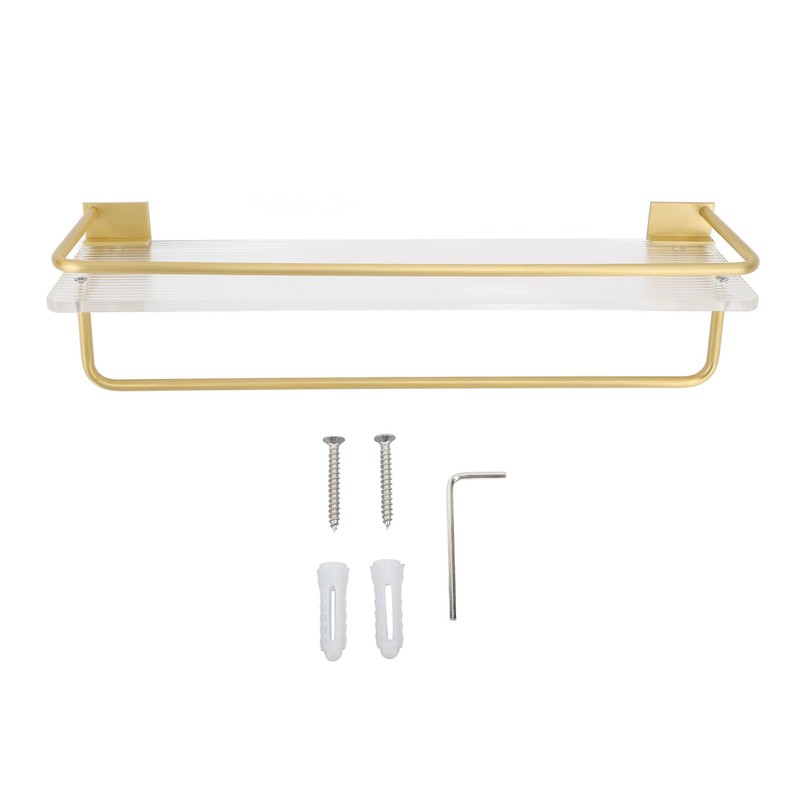 Bathroom Wall Shelf Space Aluminum and Acrylic Rustproof Punch Free