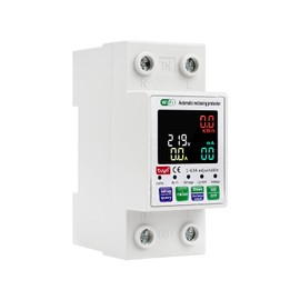 DewinLVD Circuit Breaker Electricity Meter, WiFi Circuit Breaker Hat Rail Tuya App Intelligent Measurement Reconnection with Leakage Protection 63AC 2P