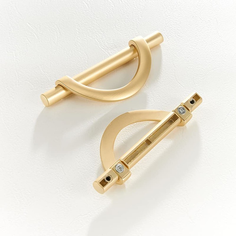 DAPANIY Brushed Gold Cabinet Pulls Drawer Pulls, Half Moon Shape