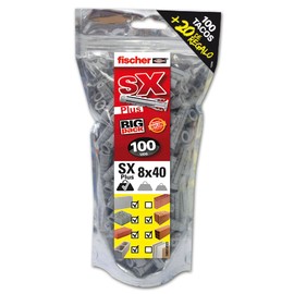 fischer 568726 Big Box SX Plus Wall Anchor, Grey, 8 x 40