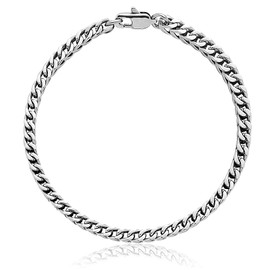 SanThree 4mm Solid Pure Titanium Link Bracelets for Men Women, Ultra Light 4-Side Square Keel Welded Shinny Twist Bracelet for Grandpa Father Boyfriend Valentines Birthday Gifts, 8.26”