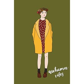 Autumn Vibes: Lined Writing Journal Notebook - Fall Girl in Flower Crown on Green Background - 120 pages - (6 x 9 inches) Holiday Theme