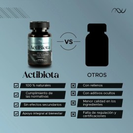 Probióticos y Prebióticos 7 Cepas con Inulina de Agave - Actibiota - Cápsulas Digestivas y Refuerzo Inmunológico - Sin Sabor Artificial - Alta Potencia y Pureza Asegurada