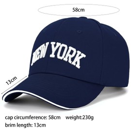 WODXCOR Classic Baseball Cap New York Embroidery 100% Cotton Adjustable Dad Hat Men and Women (Navy Bliue)