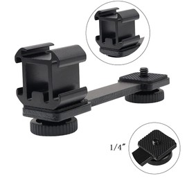 Camera Hot Shoe Mount, Camera Shoe Mount, Metal Triple Hot Shoe Mount, 1/4 Camera Shoe Mount, Hot Shoe Mount, for All Types of DSLR Camera LCD Monitor Flash Light Holder