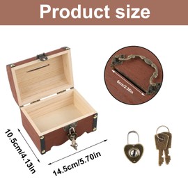 QINGYIWL Mini Treasure Chest Wooden 14.5 x 10 x 9.5 cm Vintage with Lock Storage Treasure Chest Small Treasure Chest for Storage and Decorating Small Treasure Chest for Children's Birthday