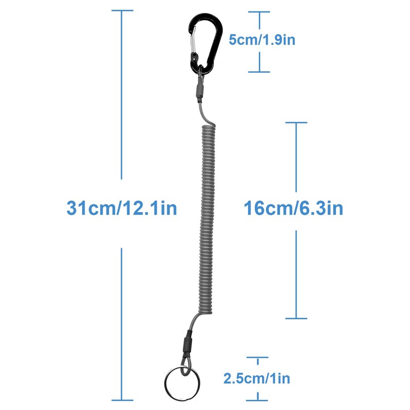 Lix&Rix Spiral Retractable Safety Coiled Lanyard with Stainless Steel Clip
