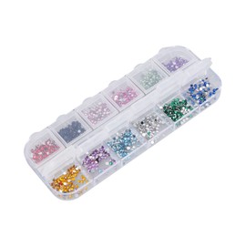 Healvian 3pcs Color Nail Art Decorations Mixed Flatback Rhinestones for Nail Designs Gems Clear Container for Manicure and Art Creations