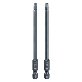 HARFINGTON 2pcs T20 Torx Screwdriver Bit 1/4" Hex Shank 4" Long S2 Steel Magnetic 6 Point Screw Driver Bits Industrial Grade Tamper Proof Star Drill Bits with Hole Torx Head