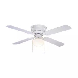 Patriot Lighting 42" White Indoor Ceiling Fan Flush Mount 4 Blade Traditional LED Glass Shade