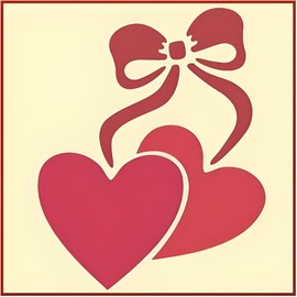 Hearts Bow Stencil - 4" x 5" Romance Love Valentine Heart Happy Valentine's Day Reusable Laser Cut Mylar Template Painting Home Decor Crafts - The Artful Stencil