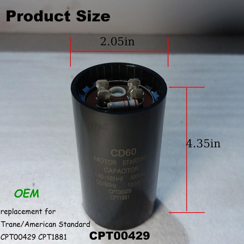CPT00429 216-240 MFD 330 Volt Start Capacitor fit for American