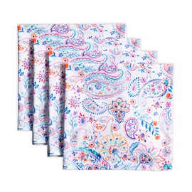Maison d' Hermine Cloth Napkin 100% Cotton (45cm x 45cm) Decorative Washable Napkins Easter Table Napkin for Dining, Kitchen, Parties & Camping, Indian Floral - Spring/Summer (Set of 4)
